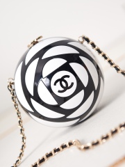 Chanel SS2023 SPHERE MINAUDIERE Football Camellia White Black Round Evening Bag 1:1 AAA Top Quality