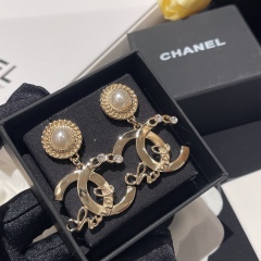 Chanel 22C Pearl Strass CC Letter Pendant Earring 1:1 AAA Top Quality Replica vs Genuine