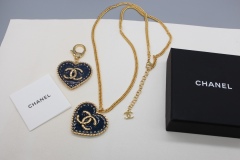 Chanel 23 24P Demin Heart Pendant Long Chain Neckace 1:1 AAA Top Quality