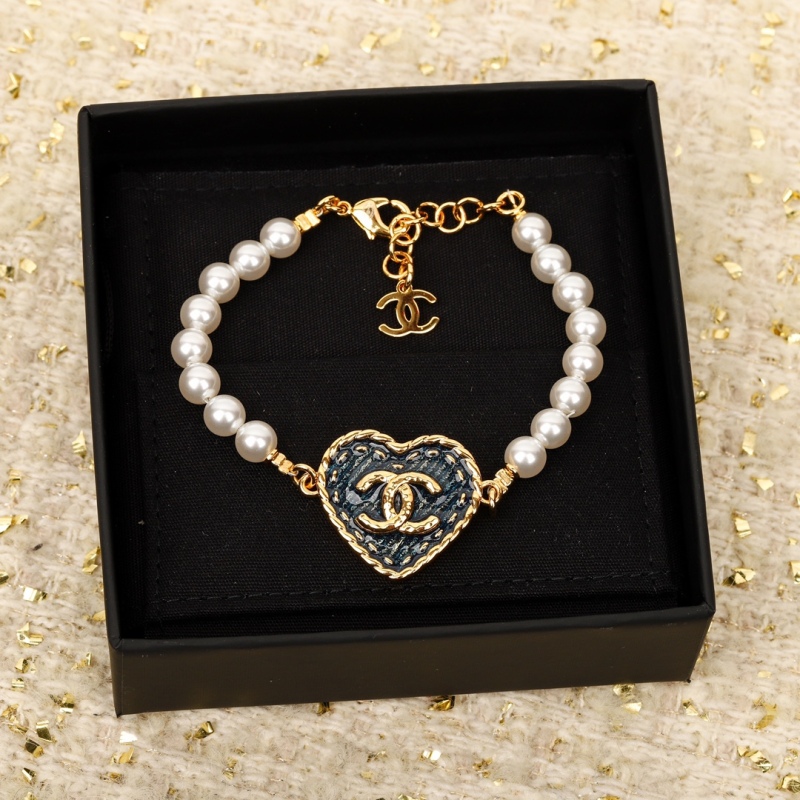 Chanel 24P Demin Heart Pearl Bracelet Factory Outlet Wholesale Top 1:1 AAA vs Genuine