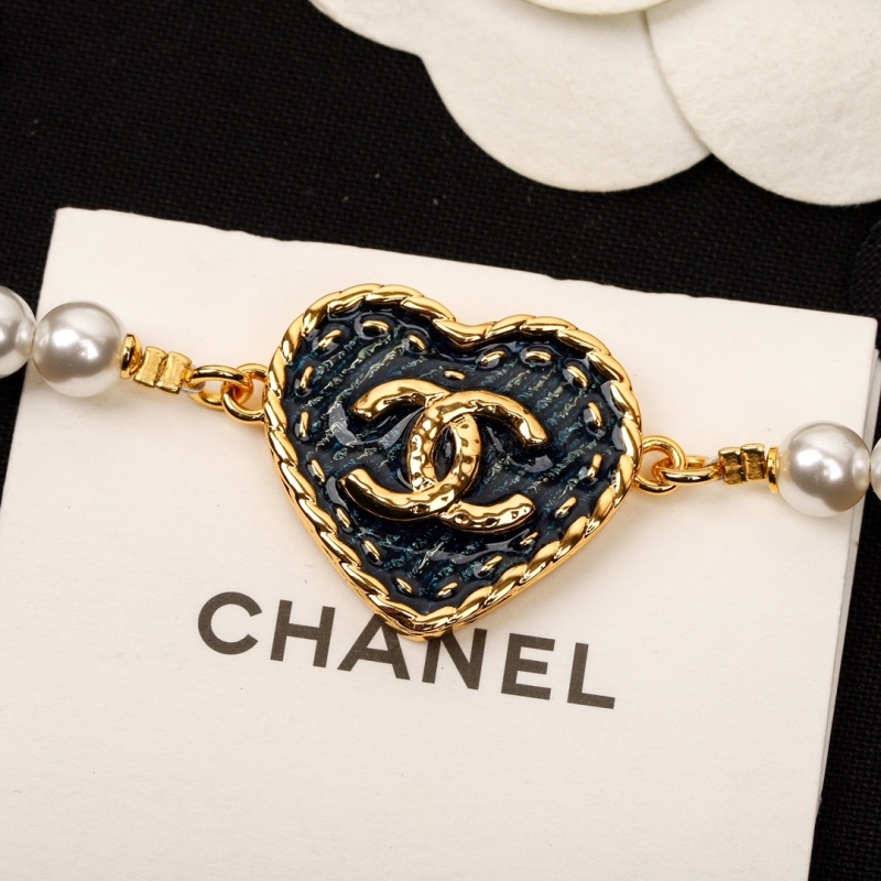 Chanel 24P Demin Heart Pearl Choker Short Necklace 1:1 AAA Top Quality