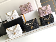 Chanel Spring Summer 24P MINI FLAP BAG Shiny Lambskin, Imitation Pearls Factory Outlet Wholesale Top 1:1 AAA vs Genuine