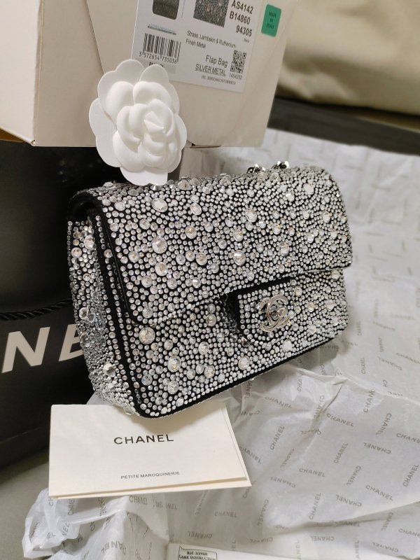 Chanel Spring Summer 2024 Pre-collection 24P Evening MINI FLAP BAG Satin Strass CF 1:1 AAA Top Quality Factory Outlet Wholesale