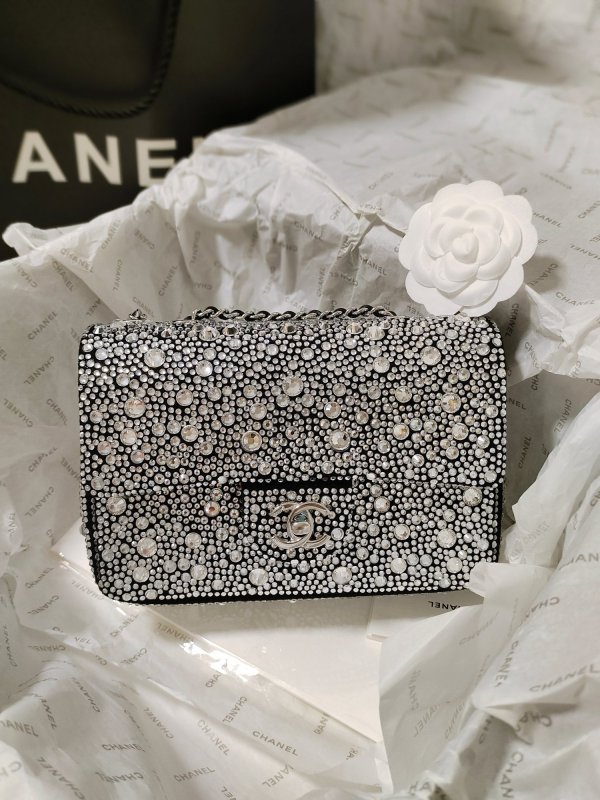 Chanel Spring Summer 2024 Pre-collection 24P Evening MINI FLAP BAG Satin Strass CF 1:1 AAA Top Quality Factory Outlet Wholesale