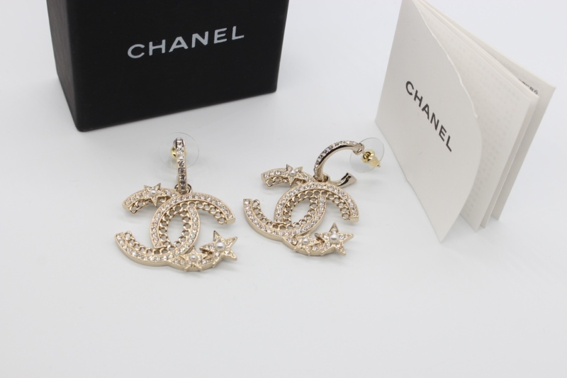 Chanel Spring Summer 2024 Hoop Star on Strass CC Pendant Earring Fashion Costume Jewelry vs Genuine