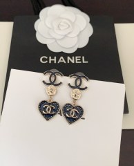 Chanel Spring Summer 2024 Long Demin Heart Pendant Earring Fashion Costume Jewelry vs Genuine
