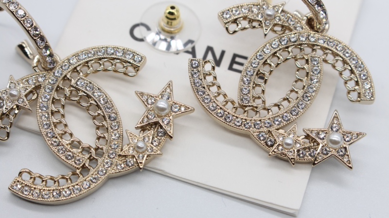 Chanel Spring Summer 2024 Hoop Star on Strass CC Pendant Earring Fashion Costume Jewelry vs Genuine