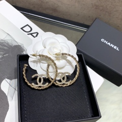 Chanel Spring Summer 2024 Hoop Inside Strass CC Earring Fashion Costume Jewelry vs Genuine
