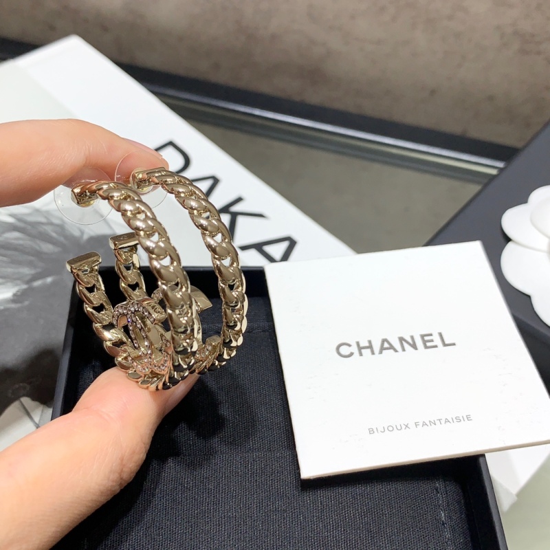 Chanel Spring Summer 2024 Hoop Inside Strass CC Earring Fashion Costume Jewelry vs Genuine