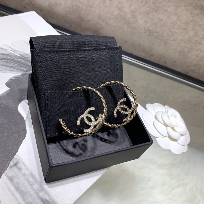 Chanel Spring Summer 2024 Hoop Inside Strass CC Earring Fashion Costume Jewelry vs Genuine