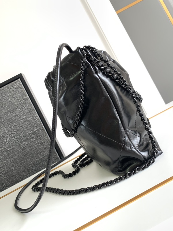 Chanel Spring Summer 2024 Pre-collection 24P Chanel 22 Handbag Shiny Shiny Calfskin Black 1:1 AAA Top Quality vs Genuine Factory Outlet Wholesale