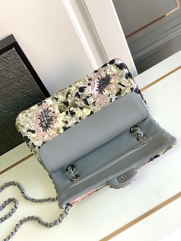 Chanel SS 22P SMALL Double FLAP BAG Multicolor Flower Sequins 1:1 AAA Top Quality vs Genuine Factory Outlet Wholesale