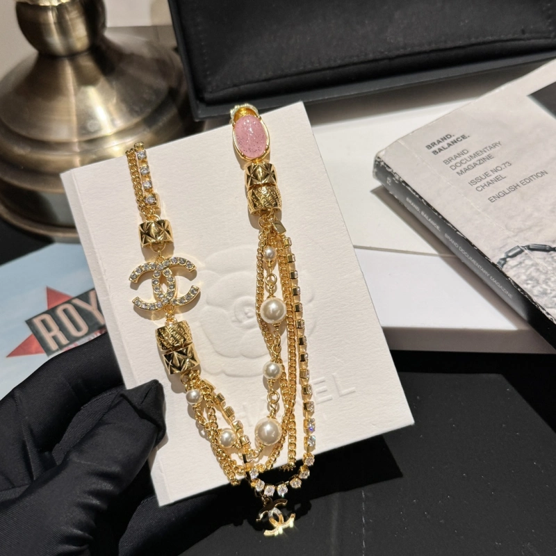 Chanel 24P Costume Jewelry Rosantica Strands Short Necklace Metal Glass Pearls Strass Factory Outlet Wholesale Top 1:1 AAA vs Genuine