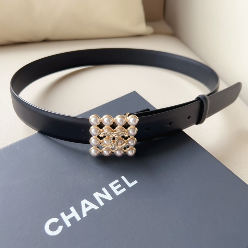 Chanel Spring Summer 23 24 Calfskin 3CM Square Pearl CC Buckle Belts 1:1 AAA Top Quality vs Genuine Factory Outlet Wholesale