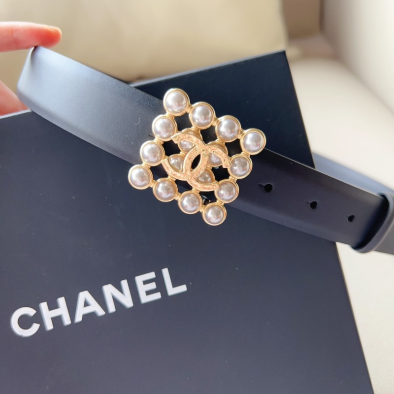 Chanel Spring Summer 23 24 Calfskin 3CM Square Pearl CC Buckle Belts 1:1 AAA Top Quality vs Genuine Factory Outlet Wholesale