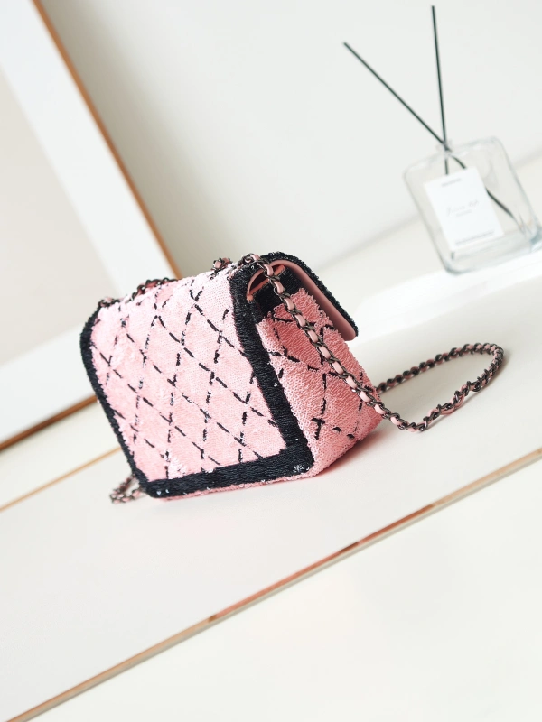 Chanel Spring Summer 2024 Pre-collection 24P SMALL FLAP BAG White Black Sequins Black 1:1 AAA Top Quality vs Genuine Factory Outlet Wholesale