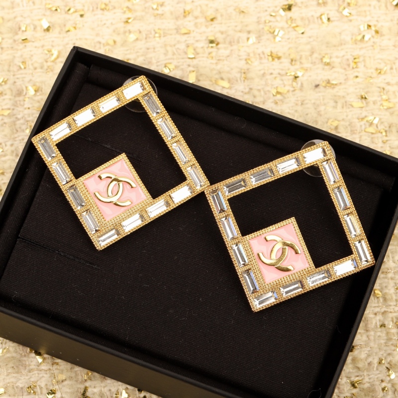 Chanel 23 24 Shombic Strass Pink Enamel Hollowed-out Earring1:1 AAA Top Quality vs Genuine Factory Outlet Wholesale
