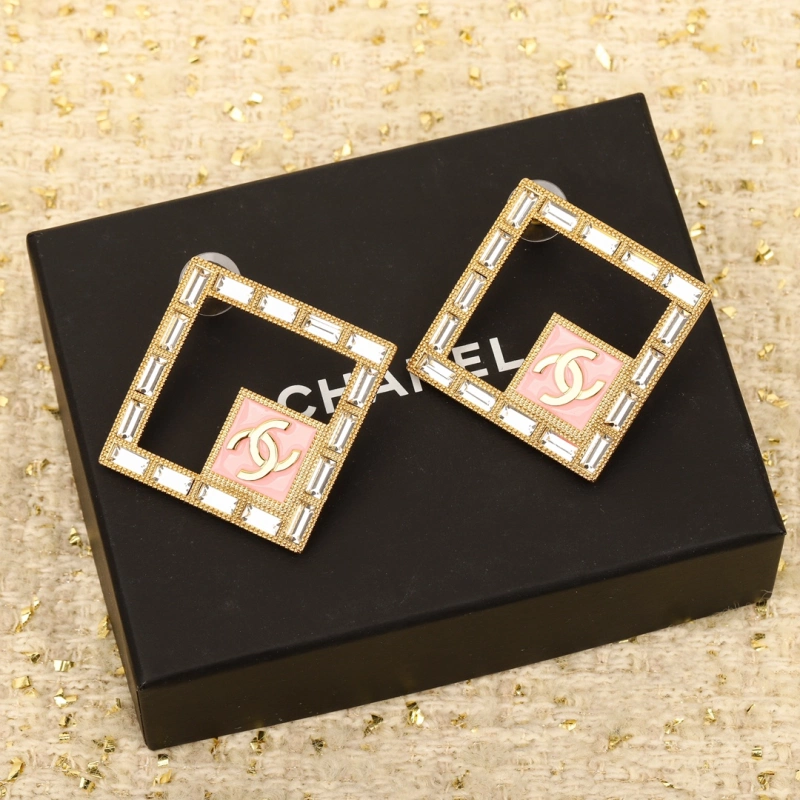 Chanel 23 24 Shombic Strass Pink Enamel Hollowed-out Earring1:1 AAA Top Quality vs Genuine Factory Outlet Wholesale