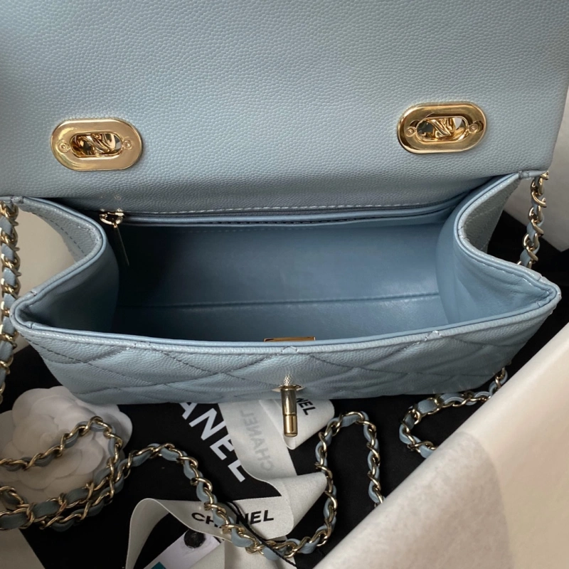 Chanel 24P Lichee Pattern MINI FLAP BAG WITH TOP HANDLE 1:1 AAA Top Quality vs Genuine Factory Outlet Wholesale