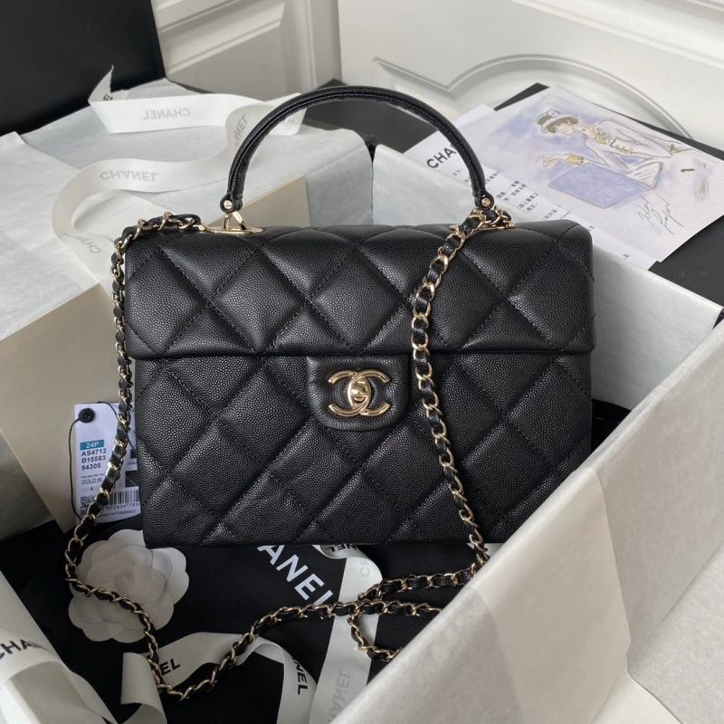 Chanel 24P Lichee Pattern Kelly MINI FLAP BAG WITH TOP HANDLE Chain Strap 1:1 AAA Top Quality vs Genuine Factory Outlet Wholesale