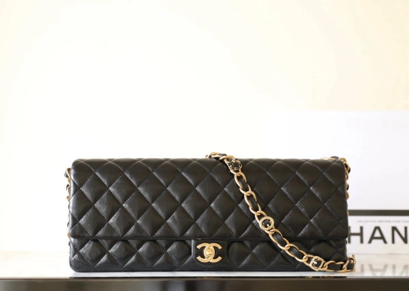 Chanel 24A Maxi Long Clutch Bag Shoulder 𝖵𝗂𝗇𝗍𝖺𝗀𝖾 Lambskin Gold-Tone Metal 1:1 AAA Top Quality vs Genuine Factory Outlet Wholesale
