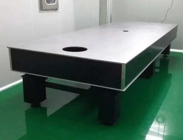 GZT optical table showing the honeycomb top and steel support