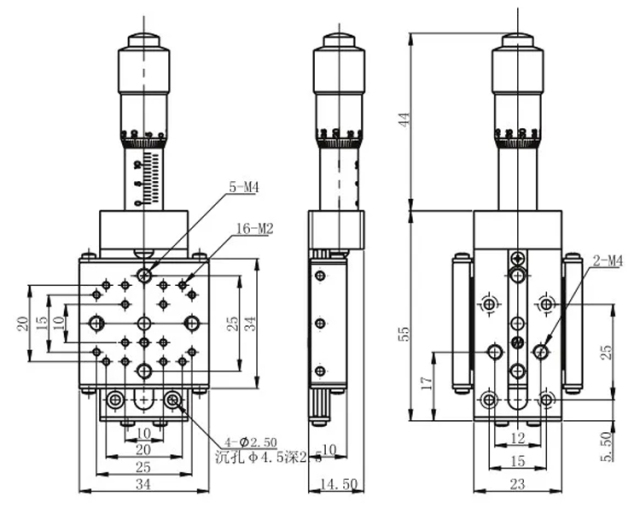 LDTSP-X-13VZ-01 Manual X Linear Translation Stage Guide Aluminum Alloy Black
