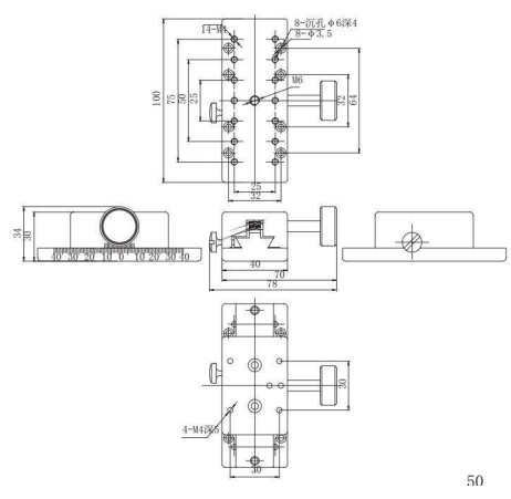 LDTSP-W-80L-01 manual translation stage table size 40x60 mm  Travel range 80 mm