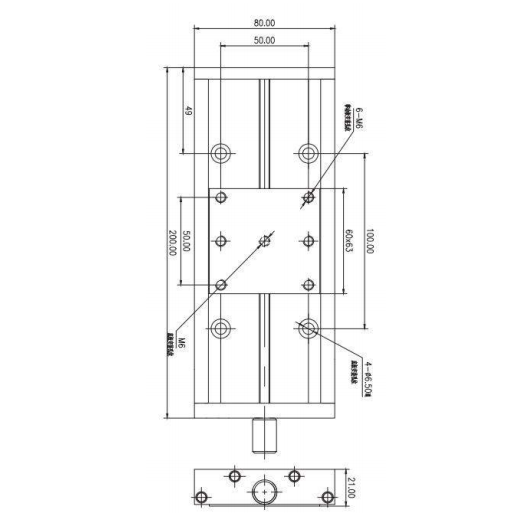 LDTSP-W-125S-01 manual translation stage table size 63x60mm  Travel range 125mm