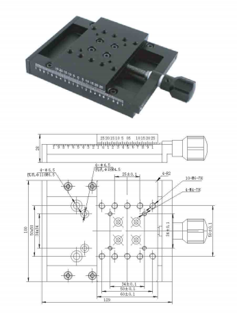 LDTSP-W-50S-01 manual translation stage guide rail  is dovetail pair The table size is 100*60mm