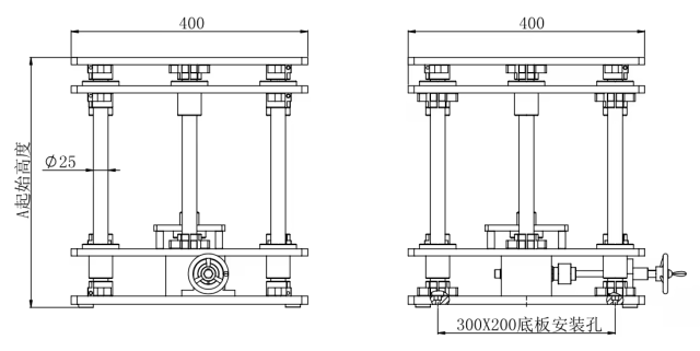 LDTSS-XW-A Series Customize OEM Manual Hand Screw Vertical Lab Jack Positioning Stage Platform Size 400x400mm Travel Range 100-400mm