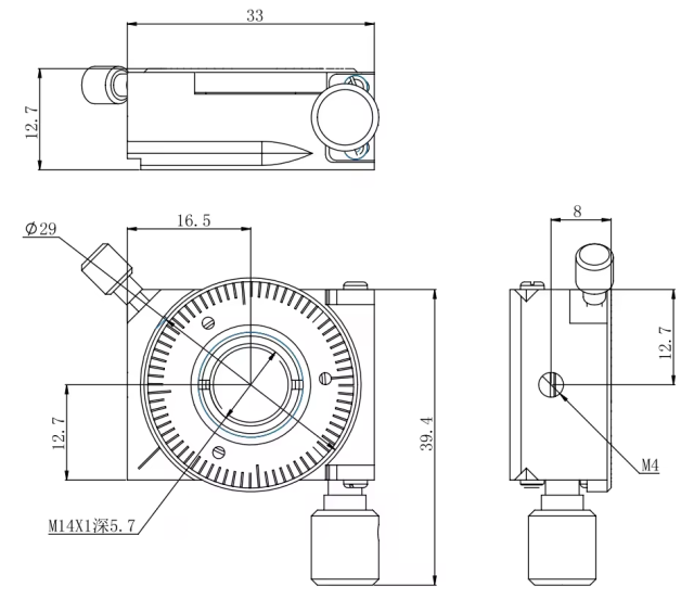 LDTSH-29WS Customize OEM Precision Shaft Design Manual Rotary Positioning Stage Platform Dimension 29mm Load Capacity 5kg