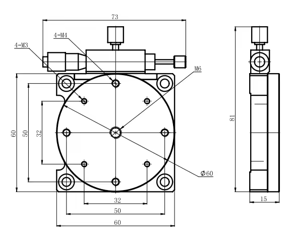 LDTSH-125TV-A Customize OEM Precision Shaft Design Manual Rotary Positioning Stage Platform Dimension 125mm Load Capacity 3kg