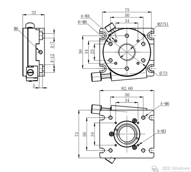LDTSH-73TS-B Customize OEM Precision Shaft Design Manual Rotary Positioning Stage Platform Dimension 73mm Load Capacity 5kg