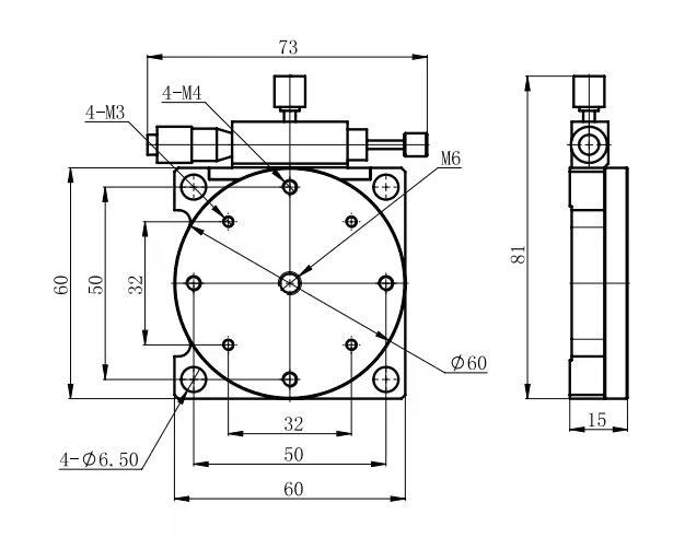 LDTSH-60TV-A Customize OEM Precision Shaft Design Manual Rotary Positioning Stage