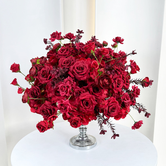 Luxury Wedding Rose Ball Centerpieces for Wedding Table Customize Red Artificial Flower Ball Silk Flowers Wholesale Flower Ball