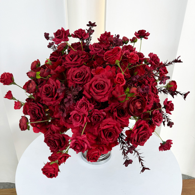 Luxury Wedding Rose Ball Centerpieces for Wedding Table Customize Red Artificial Flower Ball Silk Flowers Wholesale Flower Ball