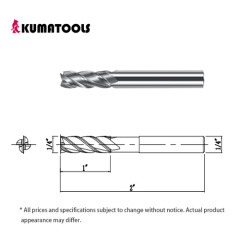 AS Coated Carbide Square End Mill, 4-Flute/Dia 1/4 inch, Flute Length 1 inch, Shank Dia 1/4 inch, Overall Length 2 inch