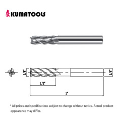 AS Coated Carbide Square End Mill, 4-Flute/Dia 1/8 inch, Flute Length 1/2 inch, Shank Dia 1/8 inch, Overall Length 1 inch