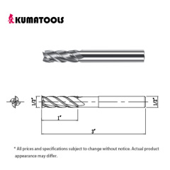 AS Coated Carbide Square End Mill, 4-Flute/Dia 1/2 inch, Flute Length 1 inch, Shank Dia 1/2 inch, Overall Length 3 inch