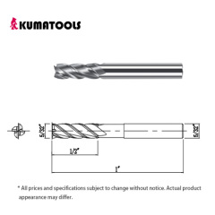 AS Coated Carbide Square End Mill, 4-Flute/Dia 5/32 inch, Flute Length 1/2 inch, Shank Dia 5/32 inch, Overall Length 1 inch