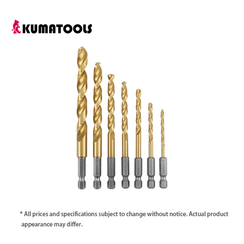 Hex Shank Titanium Drill Bit 1/8 in., 5/32 in., 3/16 in., 7/32 in., 1/4 in., 5/16 in., 3/8 in.