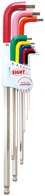 Taper Head Hex Key Wrench 9-Piece Color Dipped Holder Set TLLB-S9N