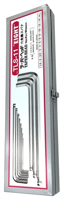 Taper Head Hex Key Wrench 11-Piece Metal Case Set TLS-11
