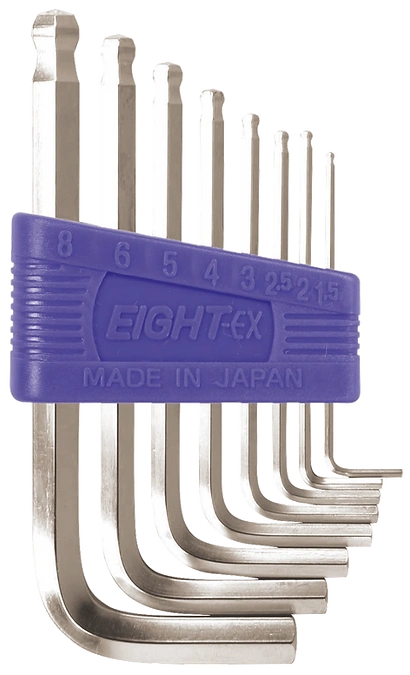 Taper Head Hex Key Wrench 8-Piece Flat Type Holder Set TS-8