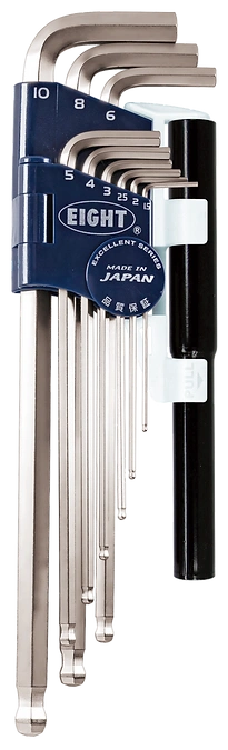 Taper Head Hex Key Wrench  9-Piece Double Decker Type Holder Set With Extension Pipes TLS-9NP