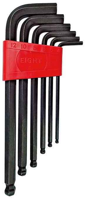 Ball Point Hex Key Wrench 6-Piece Flat Type Holder Set 016-S412