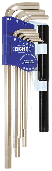 Hex Key Wrench 9-Piece Double Decker Type Holder Set With Extension Pipes LHS-9NP