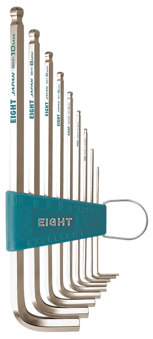 Ball Point Hex Key Wrench 9-Piece Silk Printing On The Wrenches With Holder Set BHS-9X