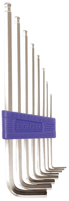 Ball Point Hex Key Wrench 8-Piece Flat Type Holder Set BHS-8